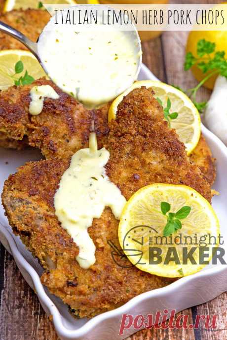 Italian Lemon Herb Pork Chops - The Midnight Baker
