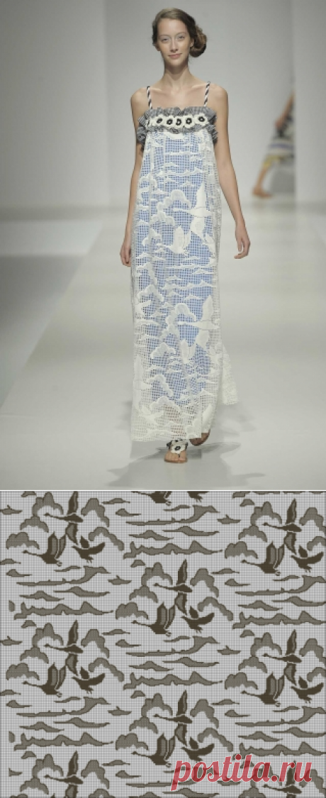 Филейное вязание. Вышивка монохром. Схемы