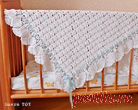 Ажурный детский плед крючком. Схема