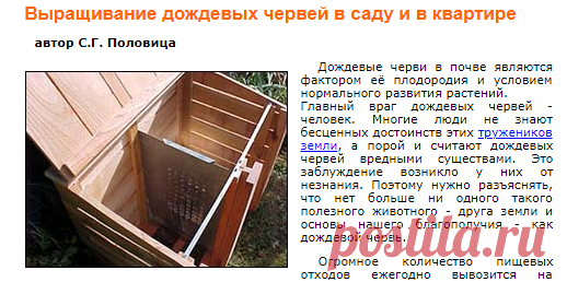 Выращивание дождевых червей в саду и в квартире