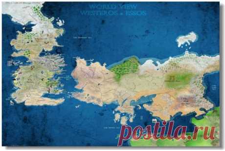 Купить игра престолов, game of thrones - карта земель постер, плакат №2 по низкой цене