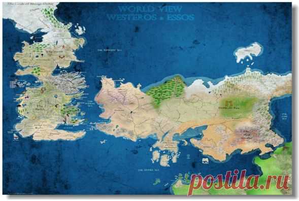 Купить игра престолов, game of thrones - карта земель постер, плакат №2 по низкой цене