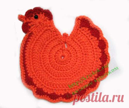 Вязаная прихватка крючком "Курочка». МК