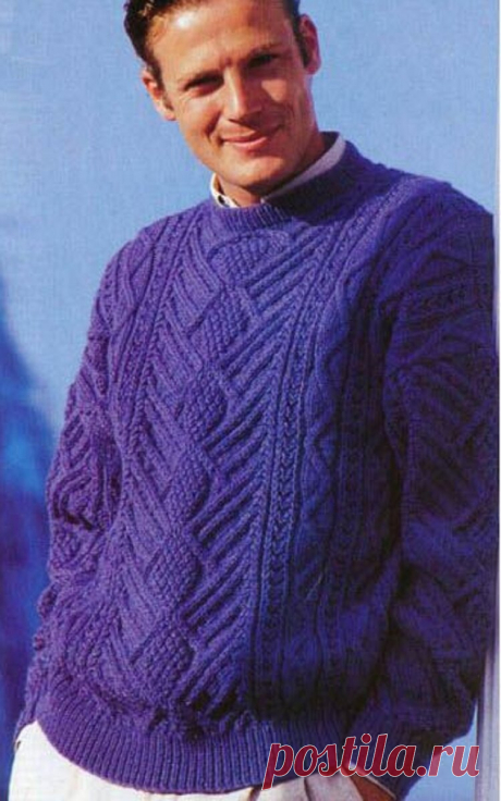 Вяжем спицами: 10 мужских пуловеров с описаниями и схемами | Рукоделие с Татьяной Н | Яндекс Дзен