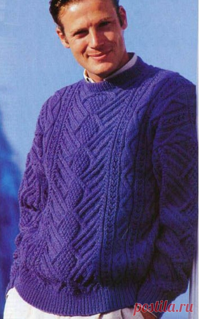 Вяжем спицами: 10 мужских пуловеров с описаниями и схемами | Рукоделие с Татьяной Н | Яндекс Дзен