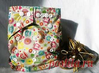 Многоразовые подгузники ― Многоразовый подгузник BabyLand Бамбуковый + вкладка бамбук Лягушка