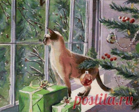 Новогодние котэ в живописи