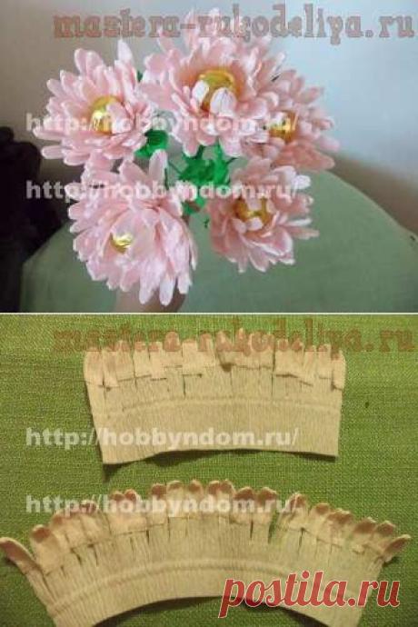 Мастер-класс по букетам из конфет: Кустовая хризантема