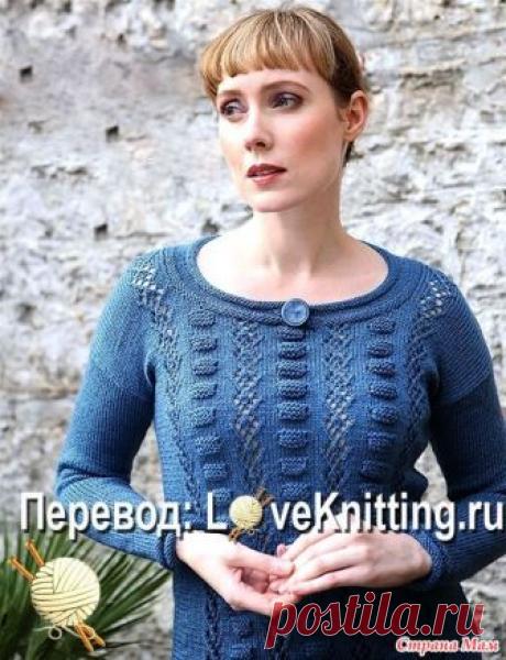 Джемпер с оригинальным объемным узором и элегантной планкой горловины от дизайнера Patt Menchini. Спицами. Размеры: 8-10/12-14/16-18/20-22/24-26/28-30. / Страна Мам