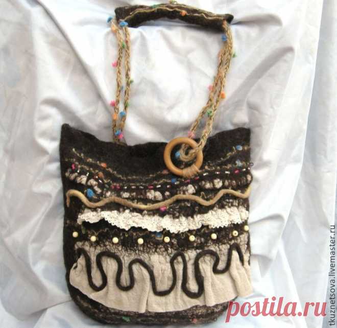 Сумка валяная Мерцание в стиле бохо - сумка валяная коричневая,сумка коричневая валяная