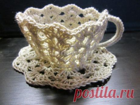 Чашка с блюдцем крючком. Мастер класс с пошаговыми фото