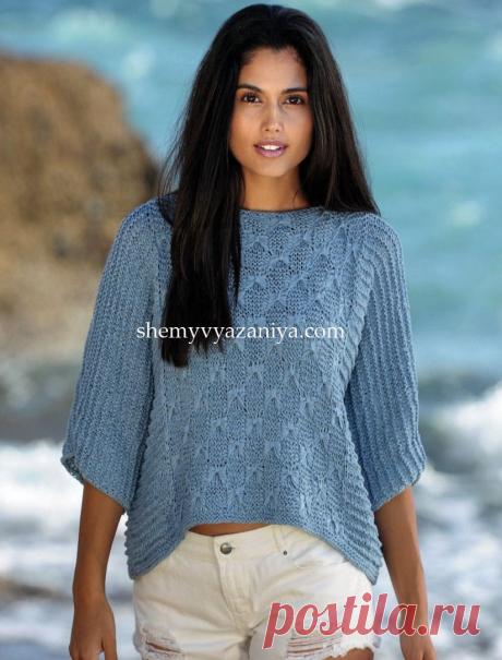 Объемный пуловер с цельнокроеными рукавами