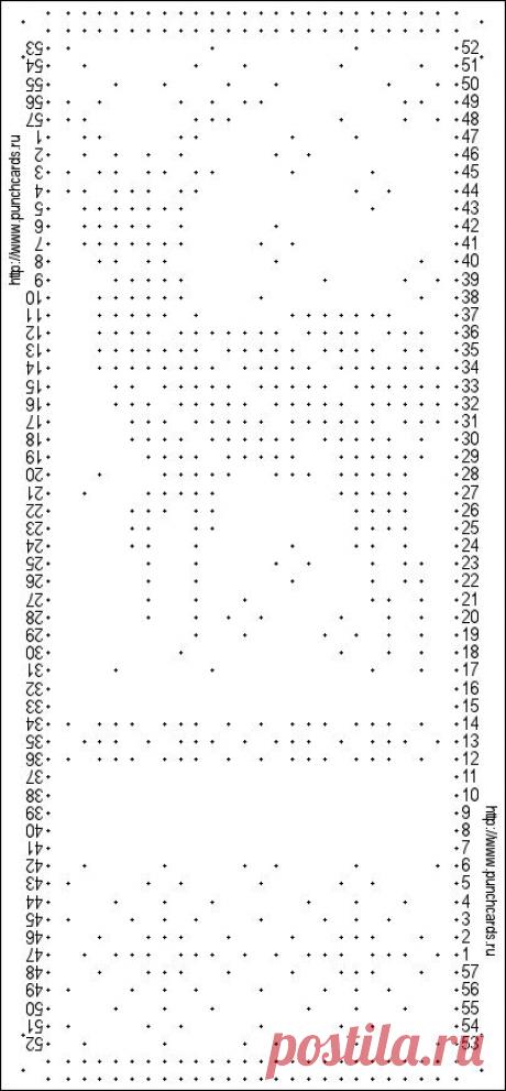 Просмотр рисунка перфокарты с раппортом 24 петли, пересчёт на две фонтуры, печать перфокарты