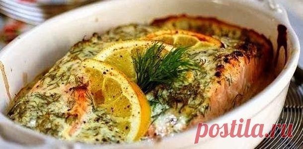 Запеченная сочная семга с лимоном