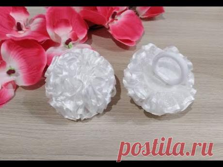Бантики пушыстики из органзы МК Канзаши / Organza fluffy bows / Fitas de organza