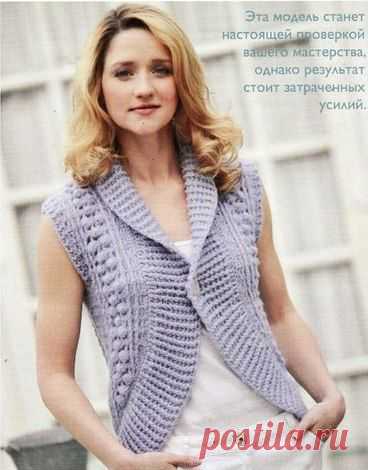 Жилет с закругленными полочками вязаный спицами. Связать жилет спицами | Домоводство для всей семьи