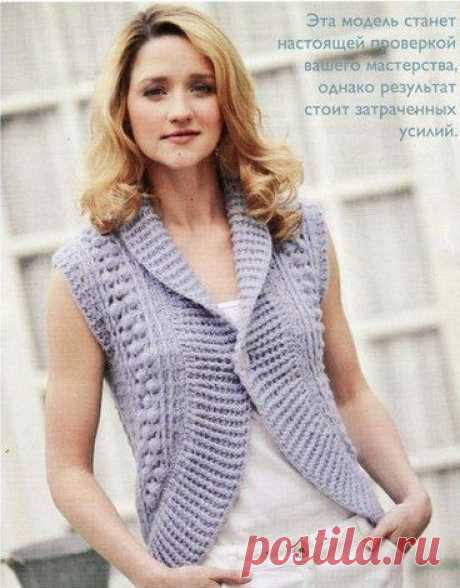 Жилет с закругленными полочками вязаный спицами. Связать жилет спицами | Домоводство для всей семьи
