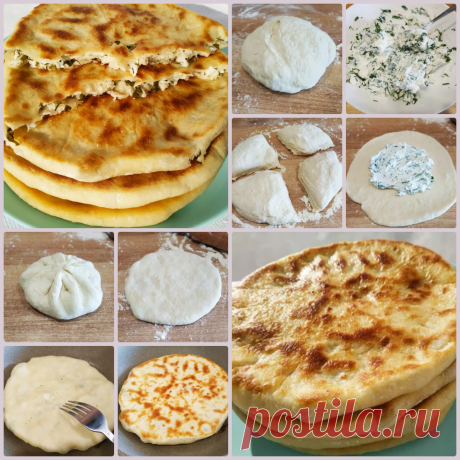 Лепешки с творогом и зеленью на сковороде