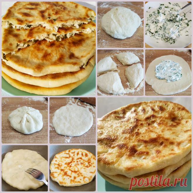 Лепешки с творогом и зеленью на сковороде