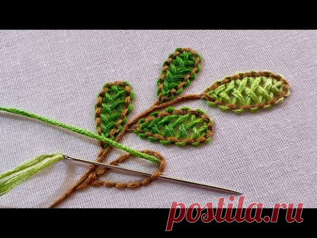 Beautiful Leaf embroidery|hand embroidery for beginners|embroidery|kadhai design