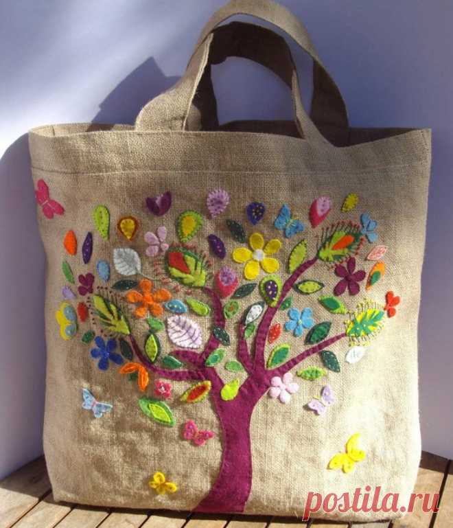 Несложные hand made идеи. Красивые сумки с аппликацией