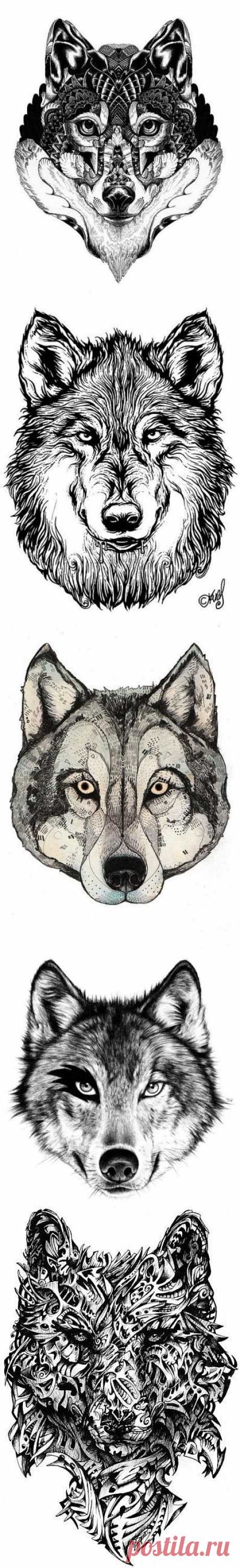 Волки - Эскизы татуировок sketchtattoo.ru
