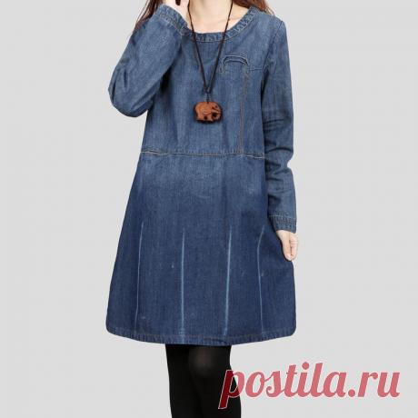 Джинсовая юбка Женская Хлопок Платье Джинсы длинное платье на Uotimedress