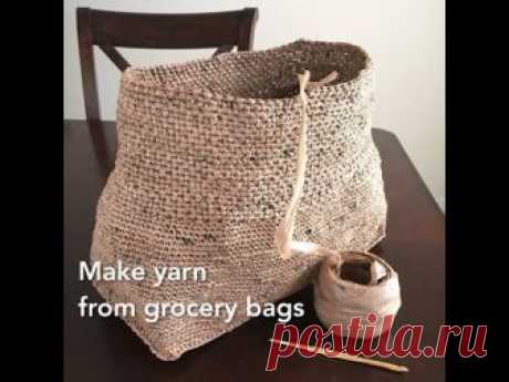 Making Plarn Plastic Yarn from Grocery Bags to Crochet into Totes and Bags Recycle Upcycle by GemFOX