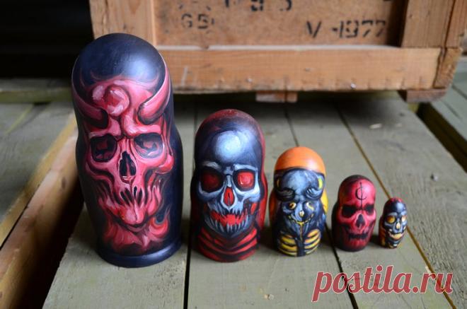Русский матрешка Дьявол с демонами Русская гнездовая кукла 5 | Etsy