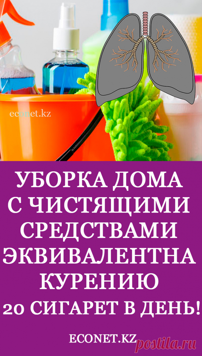 Уборка дома с чистящими средствами эквивалентна курению 20 сигарет в день!

Как и многие, вы наверняка росли в эпоху сверхсанитарии в доме, полном бытовой химии. Ваша мама регулярно вытирала кухонные поверхности бытовым отбеливателем? Раковина была настолько блестящей, что сверкала, и полы были безупречны? Конечно, это делалось не для того, чтобы нанести вред;  наши мамы или бабушки думали, что это залог безо