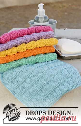 Rainbow Waffles / DROPS 189-12 - Free knitting patterns by DROPS Design Knitted cloths with textured pattern. The piece is worked in DROPS Paris.