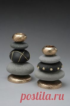 Stacked painted rocks