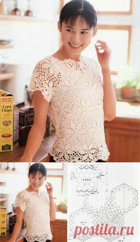 #328 Blusa de Flores a Crochet o Ganchillo ~ Patrones y Gráficos
