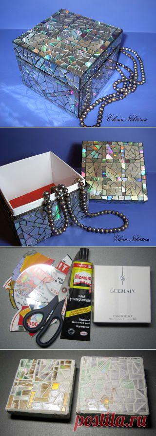 ДЕКОР КОРОБОК СТАРЫМИ ДИСКАМИ