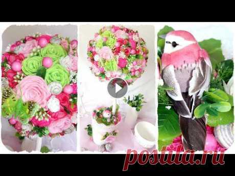 ЦВЕТОЧНОЕ ДЕРЕВО ТОПИАРИЙ | DIY Flower tree topiary | Topiario de árbol de flores de bricolaje DIY идея: ЦВЕТОЧНОЕ ДЕРЕВО с декоративной ПТИЧКОЙ! Розы из вискозных салфеток, панцири улиток. Топиарий «Пробуждение весны». 
весенние поделки с детьми