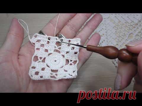 Ажурный квадратный мотив #32. Ажурный листопад. часть1