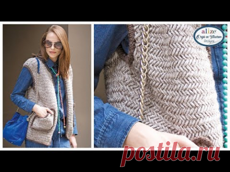🔴Spor Yelek Yapımı - Casual Vest (Alize Superlana Maxi)