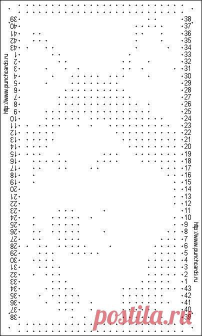 Просмотр рисунка перфокарты с раппортом 24 петли, пересчёт на две фонтуры, печать перфокарты