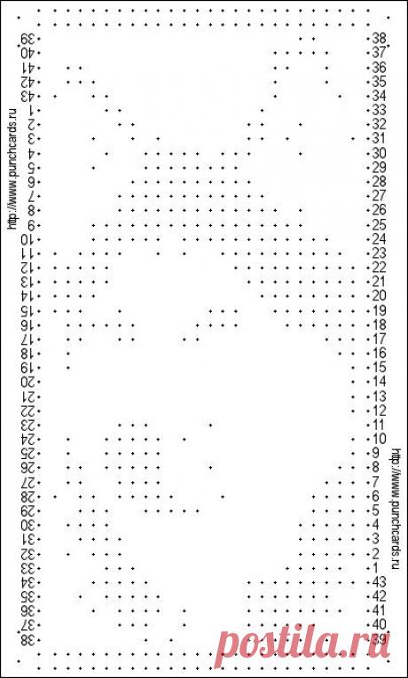Просмотр рисунка перфокарты с раппортом 24 петли, пересчёт на две фонтуры, печать перфокарты