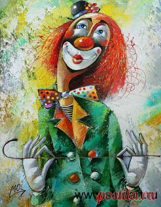 The symbol of the circus - clowns - paintings by Yuri Matsik - ego-alterego.com