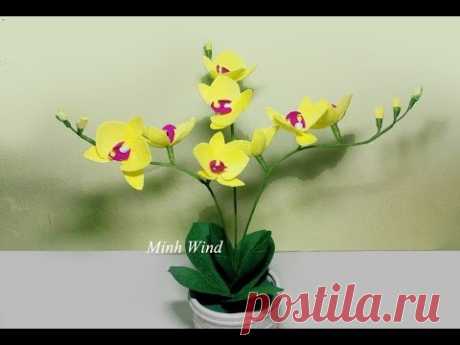 Orchid paper flower - Làm hoa lan hồ điệp giấy nhún