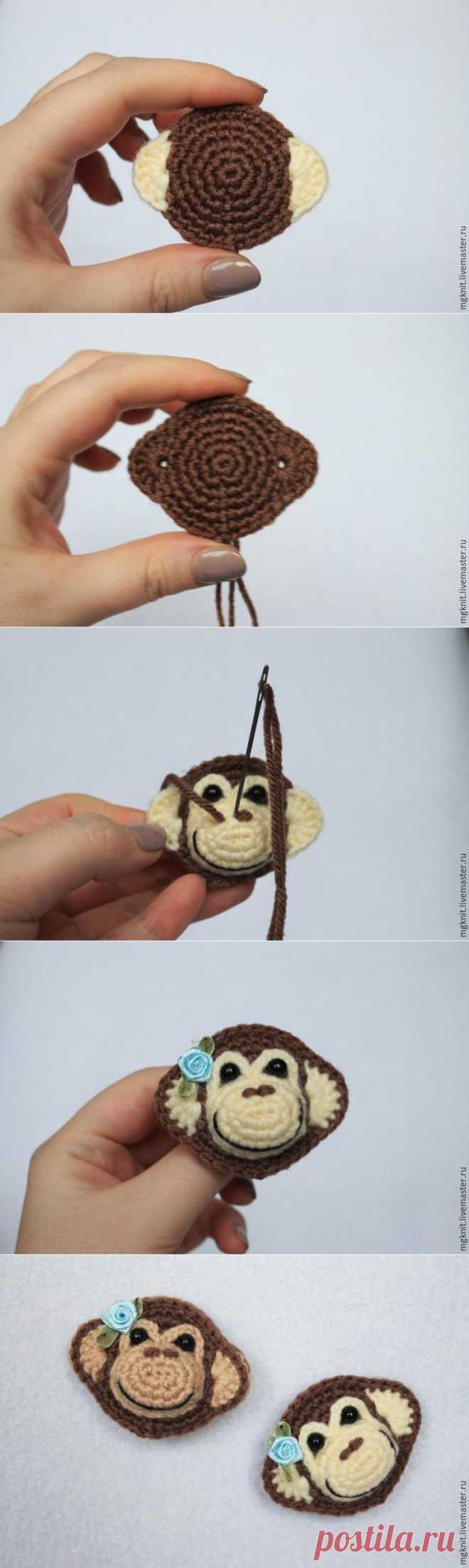 Вяжем крючком брошку-обезьянку — символ 2016 года - Ярмарка Мастеров - ручная работа, handmade