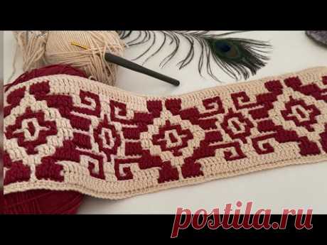 Сочетание традиционных узоров ковров с техникой мозаики крючком #crochet #diy #traditional