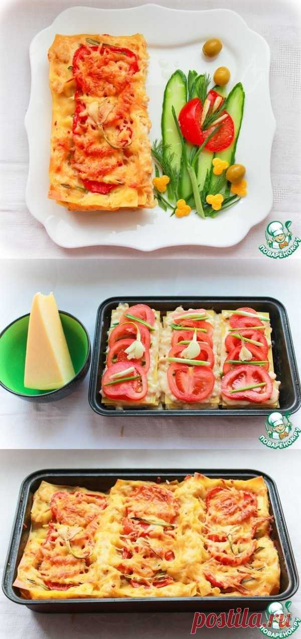 Лазанья с фаршем из куриной грудки с молочным соусом бешамель