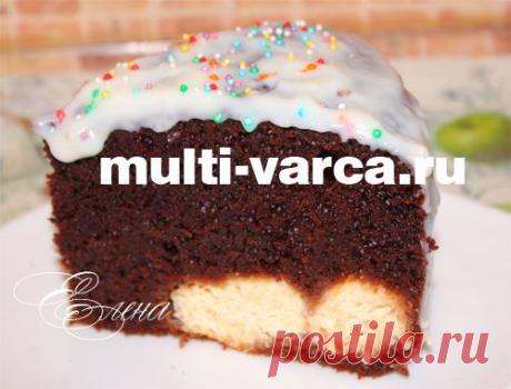 Шоколадный пирог с творожными шариками в мультиварке