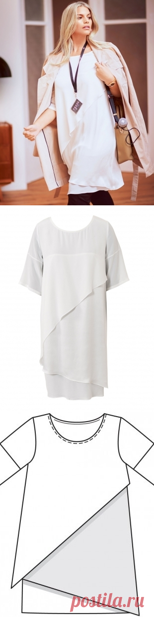 Туника асимметричного кроя - выкройка № 133 из журнала 2/2016 Burda – выкройки туник на Burdastyle.ru