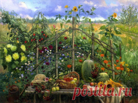 луг.околица.домишко. худ.Василий Жданов.