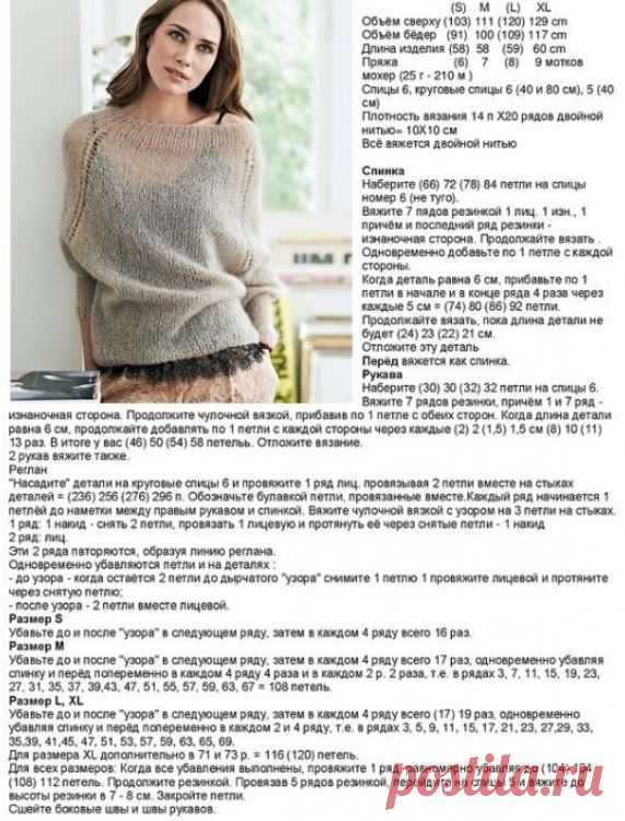 Тонкий свитер спицами из мохера - Cтильное вязание