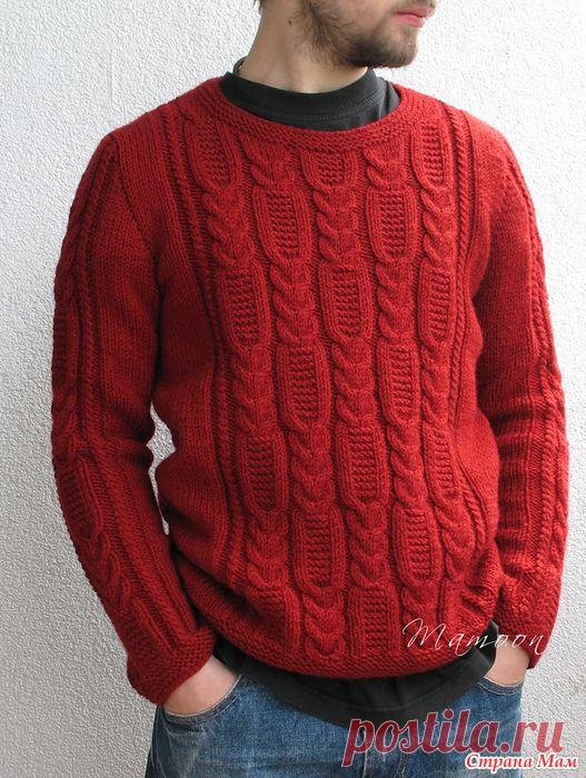 Мужской пуловер " Рыцарь алой розы " - Вяжем вместе он-лайн