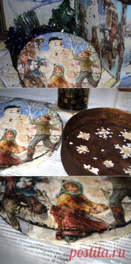 Новогодний декупаж шебби шик, шкатулка для подарка | Рукоделие в стиле шебби шик